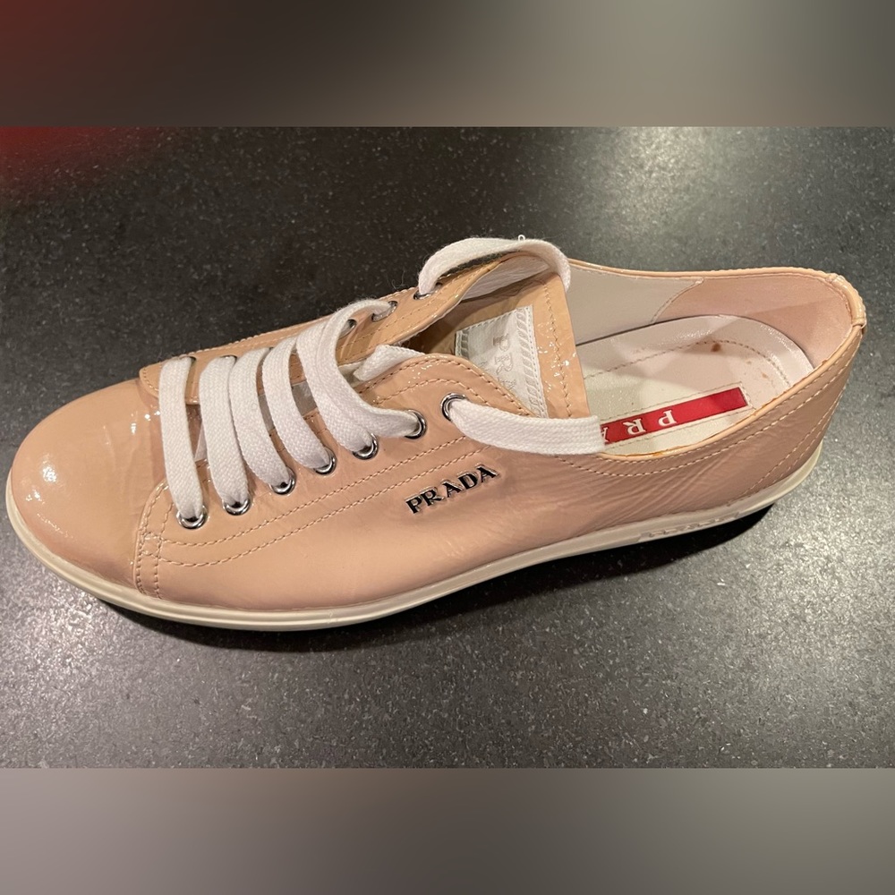 Authentic Prada Pink Patent Sneaker size 38/8